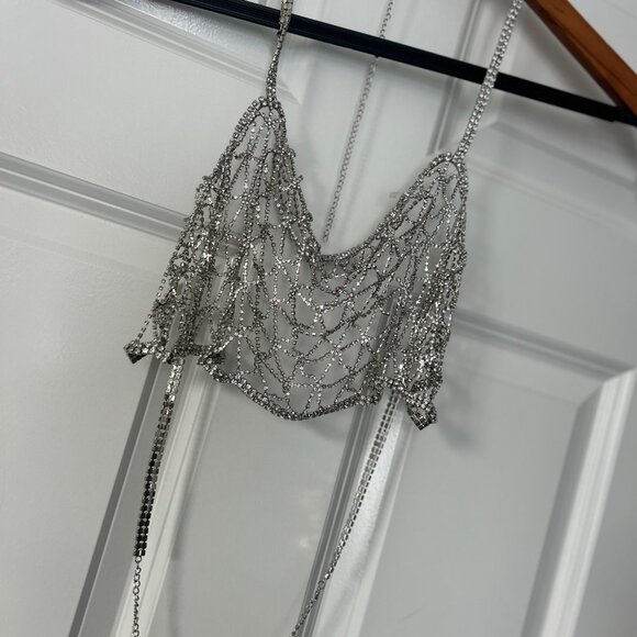 new FREE PEOPLE RHINESTONE BODY CHAIN cover up revival one size - Picture 3 of 3